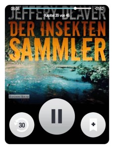 Screenshot des Audible Hörbuch-Players mit dem Hörbuch Der Insektensammler von Jeffery Deaver